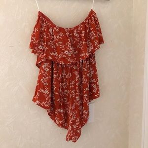 Princess Polly Babylon Strapless Romper - Rust